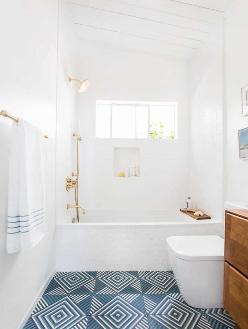 Emily Henderson Guest Bathroom Redesign Reveal After Photos Tile Mid Century-273