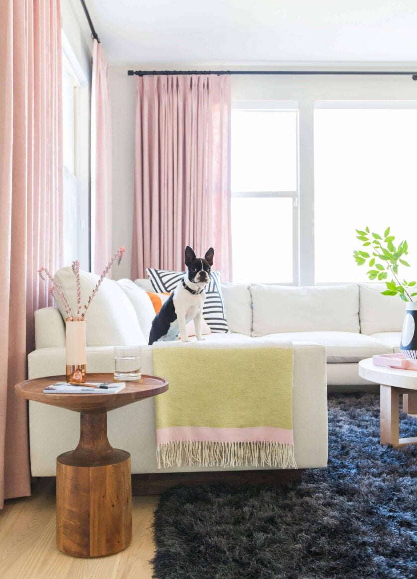 Emily Henderson Design Milk Modern Pink Black And White Jaimie Derringer Living Room Reveal 5