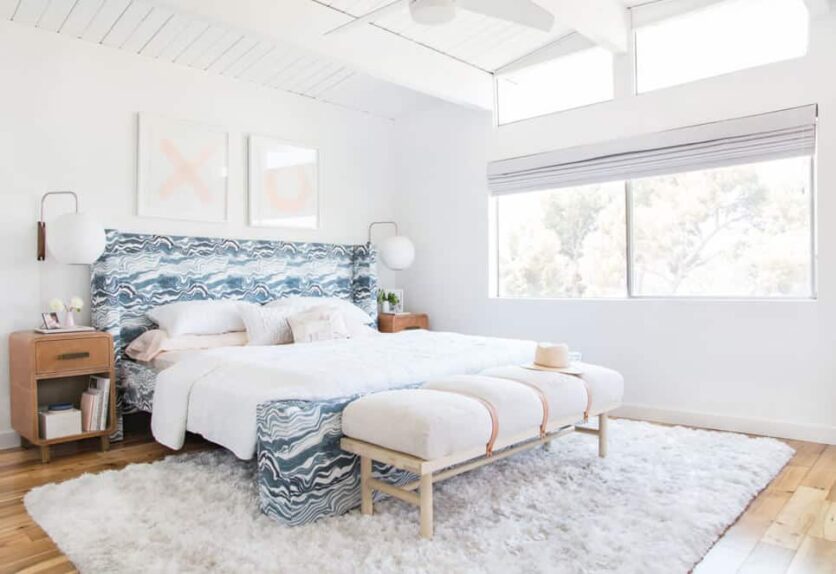 Master Bedroom Reveal Emily Henderson Design White Pink Blue and Gold-135