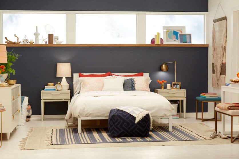 Target Accent Wall_Emily Henderson_Bedroom_Blue_Bedding_Midcentury Modern 3